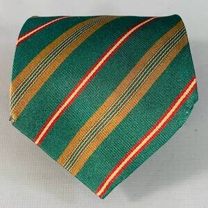 FENDI Green Beige Diagonal Stripe Silk Tie